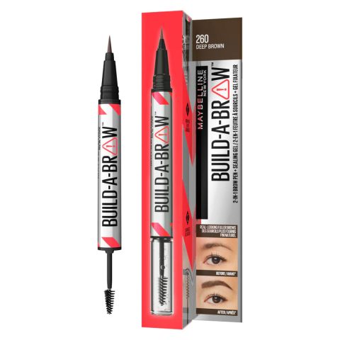 Maybelline – Eyebrow pencil and fixing gel Build A Brow 2 in 1 – 260 Deep Brown
